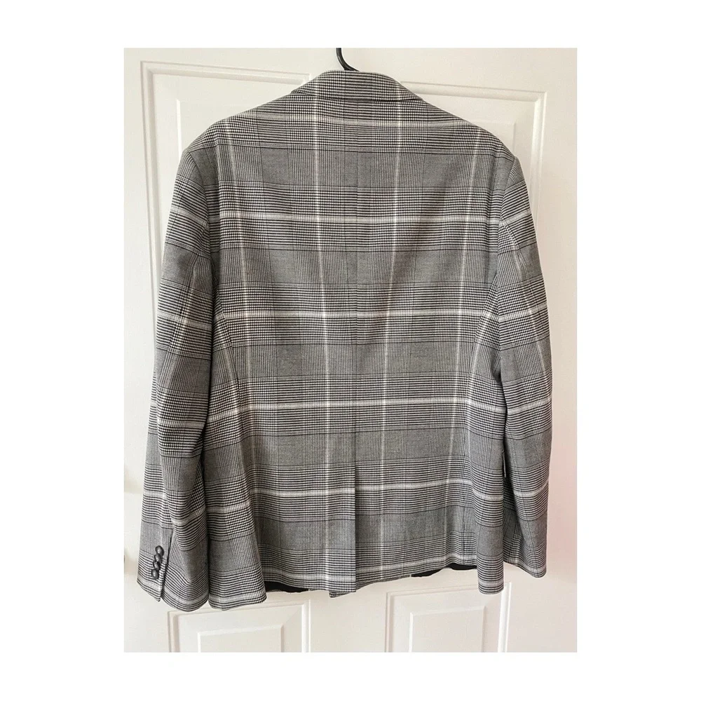 Topman Mens Double Breasted Jacket Blazer Sz 40R Gray Plaid - Picture 2 of 12